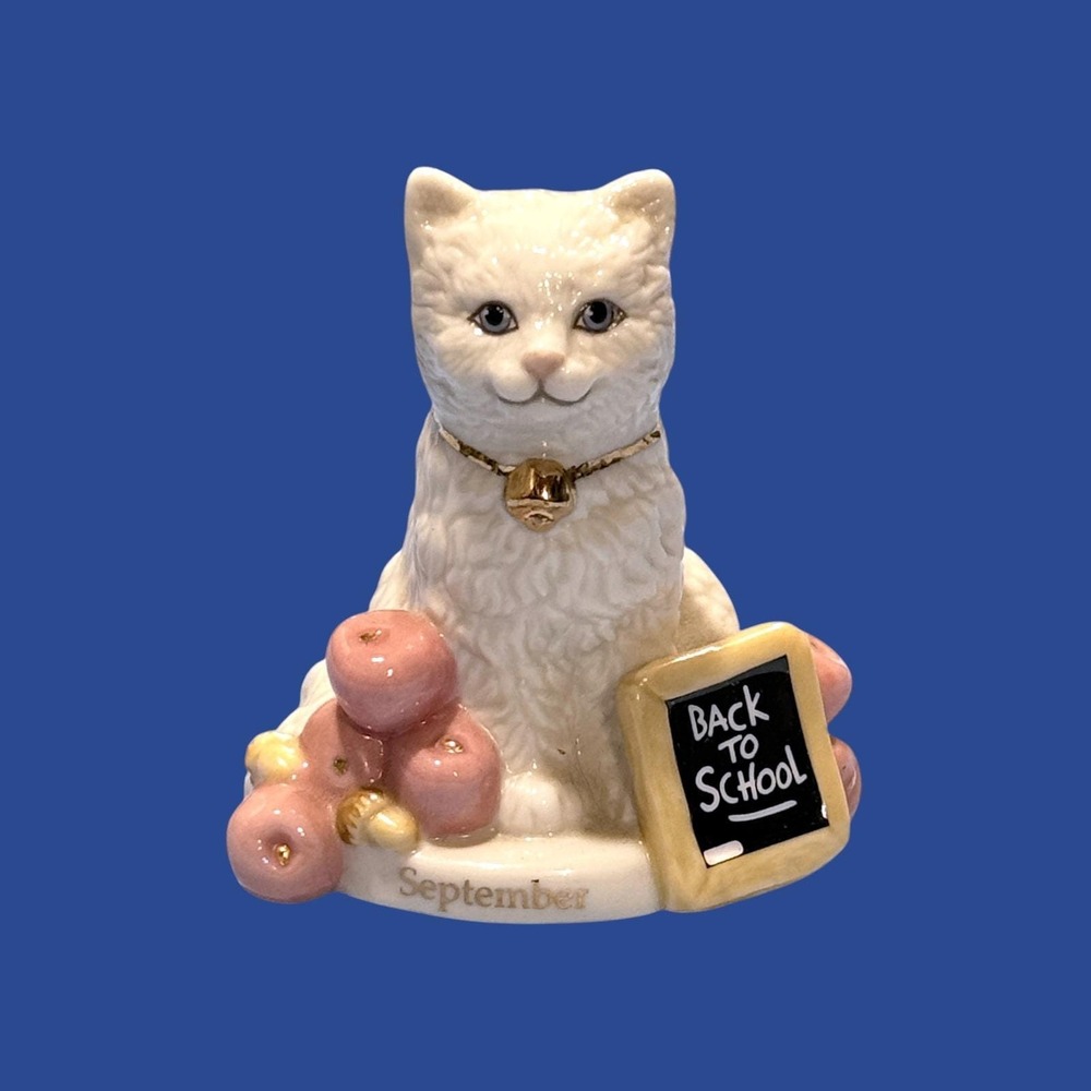 Lenox Perpetual Calendar Playful Kittens September Cat Figurine School 2003